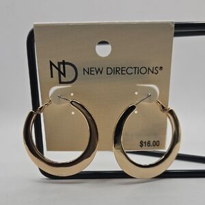 New Directions Shiny Gold Hoop Earrings